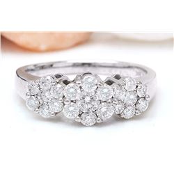 1.70 CTW Natural Diamond 18K Solid White Gold Ring