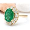 Image 2 : 4.40 CTW Natural Emerald 18K Solid Yellow Gold Diamond Ring