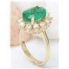 Image 4 : 4.40 CTW Natural Emerald 18K Solid Yellow Gold Diamond Ring