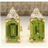 Image 1 : 2.75 CTW Natural Peridot And Diamond Earrings 18K Solid Yellow Gold