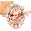 Image 1 : 6.82 CTW Natural Morganite 18K Solid Rose Gold Diamond Ring
