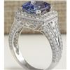 Image 3 : 5.10 CTW Natural Blue Tanzanite And Diamond Ring 14K Solid White Gold
