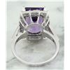 Image 3 : 7.09 CTW Amethyst 18K White Gold Diamond Ring