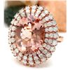 Image 2 : 12.05 CTW Natural Morganite 14K Solid Rose Gold Diamond Ring