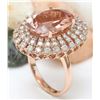 Image 3 : 12.05 CTW Natural Morganite 14K Solid Rose Gold Diamond Ring