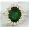 Image 1 : 4.20 CTW Emerald 18K Yellow Gold Diamond Ring