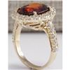 Image 3 : 10.43 CTW Natural Hessonite Garnet And Diamond Ring 18K Solid Yellow Gold