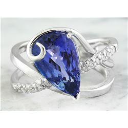 5.75 CTW Tanzanite 18K White Gold Diamond Ring
