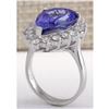Image 3 : 10.06 CTW Natural Blue Tanzanite And Diamond Ring In 14K White Gold