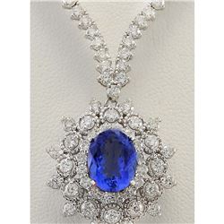 12.21 CTW Natural Tanzanite And Diamond Necklace In 18K White Gold