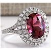 Image 2 : 4.47 CTW Natural Pink Tourmaline And Diamond Ring 18K Solid White Gold