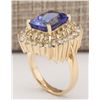Image 3 : 9.30 CTW Natural Tanzanite And Diamond Ring In 18K Yellow Gold