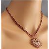 Image 4 : 57.62 CTW Natural Ruby And Diamond Necklace In 14K Yellow Gold