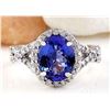 Image 1 : 4.00 CTW Natural Tanzanite 14K Solid White Gold Diamond Ring
