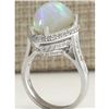 Image 3 : 7.70 CTW Natural Opal And Diamond Ring In 18K Solid White Gold