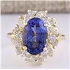 Image 1 : 6.58 CTW Natural Tanzanite And Diamond Ring In 18K Yellow Gold