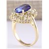 Image 3 : 6.58 CTW Natural Tanzanite And Diamond Ring In 18K Yellow Gold