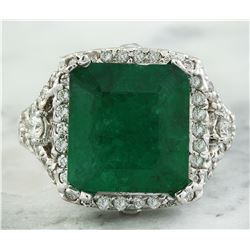 6.48 CTW Emerald 18K White Gold Diamond Ring