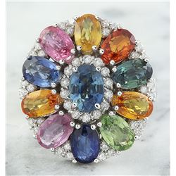 8.09 CTW Sapphire 18K White Gold Diamond Ring