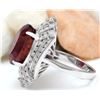 Image 3 : 14.20 CTW Natural Tourmaline 14K Solid White Gold Diamond Ring