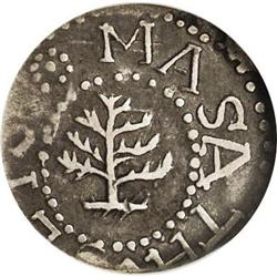 	1652 3PENCE Pine Tree Threepence XF40 NGC. Noe-36, Cro 1652