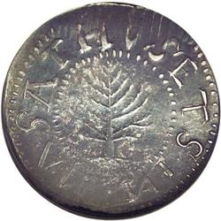 	1652 SHILNG Pine Tree Shilling, Large Planchet AU50 NG 1652