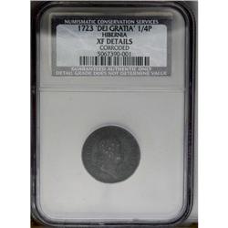 	1723 FARTH Hibernia Farthing, DEI GRATIA--Corroded--NC 1723