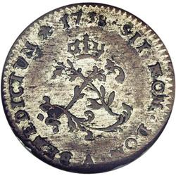 	1738-A SOU M French Colonies Sou Marque AU53 NGC. Vlac 1738-A