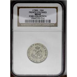 	1738-A SOU M French Colonies Sou Marque MS62 NGC. Vlac 1738-A
