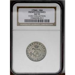 	1754-A SOU M French Colonies Sou Marque AU55 NGC. Vlac 1754-A