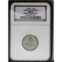 	1764-A SOU M French Colonies Sou Marque MS63 NGC. Vlac 1764-A