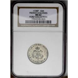 	1738-P SOU M French Colonies Sou Marque MS62 NGC. Vlac 1738-P