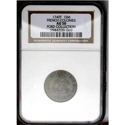 	1740-T SOU M French Colonies Sou Marque AU50 NGC. Vlac 1740-T