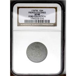 	1747-W SOU M French Colonies Sou Marque XF40 NGC. Vlac 1747-W