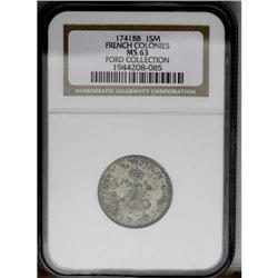 	1741-BB SOU M French Colonies Sou Marque MS63 NGC. Vla 1741-BB