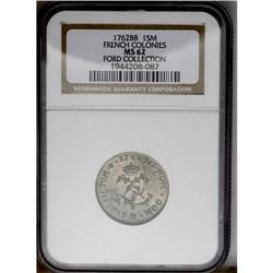 	1762-BB SOU M French Colonies Sou Marque MS62 NGC. Vla 1762-BB