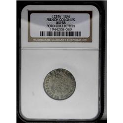	SOU M French Colonies Sou Marque AU58 NGC. Vla (1739-)