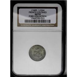 	1740-D 1/2 SOU M French Colonies Half Sou Marque AU53 1740-D