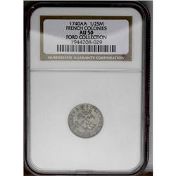 	1740-AA 1/2 SOU M French Colonies Half Sou Marque AU50 1740-AA