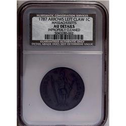 	1787 1C Massachusetts Cent, Arrows in Left Talon--Impr 1787