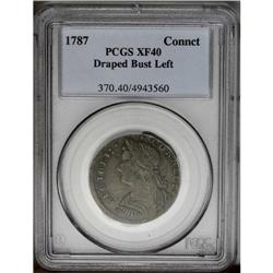 	1787 COPPER Connecticut Copper, Draped Bust Left XF40 1787