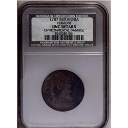 	1787 COPPER Vermont Copper, BRITANNIA--Environmental D 1787