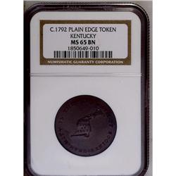 	(1792-94) TOKEN Kentucky Token, Plain Edge MS65 Brown (1792-94)