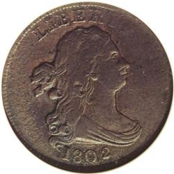 	1802/0 1/2 C Reverse of 1802--Corroded--ANACS. VF30 De 1802/0