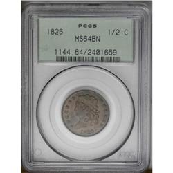 	1826 1/2 C MS64 Brown PCGS. B-1, C-1, R.1. Light tan w 1826