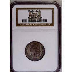 	1833 1/2 C MS64 Brown NGC. C-1, B-1, R.1. The only kno 1833