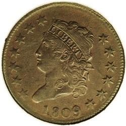 	1809 1C AU58 NGC. S-280, the only known dies, R.2. Onc 1809