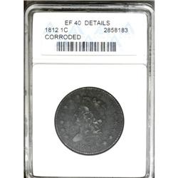 	1812 1C Small Date--Corroded--ANACS. XF40 Details. S-2 1812