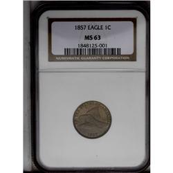 	1857 1C MS63 NGC. Both sides have a pleasing blend of 1857