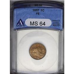 	1857 1C MS64 ANACS. Possibly Snow-12. A sharply struck 1857